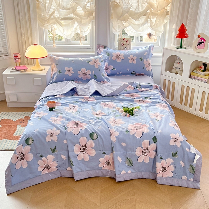 91家纺网 家纺一手货源 找家纺 VIP被业 2026新款新疆棉里外棉全棉空调被夏被夏凉被四件套 春不晚