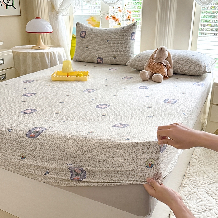 九诺家纺 2026春夏新款丝柔棉小清新单床笠床罩保护套床笠单件床笠三件套 甜酷猫咪