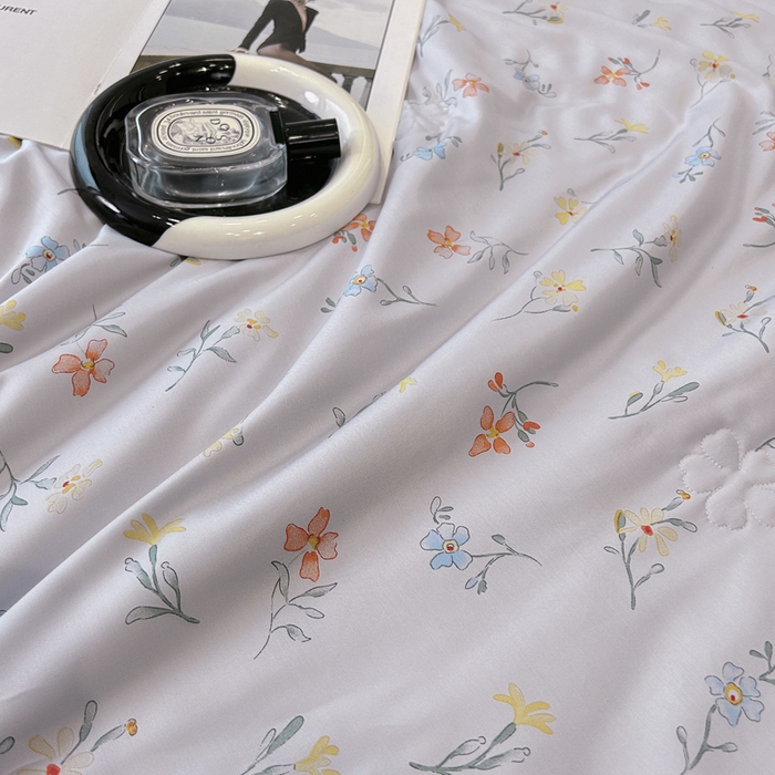 91家纺网 家纺一手货源 找家纺 薇玛仕 2026新款茶小纤60S长绒棉印花镂空款蚕丝夏凉被空调被 红袖添香-灰