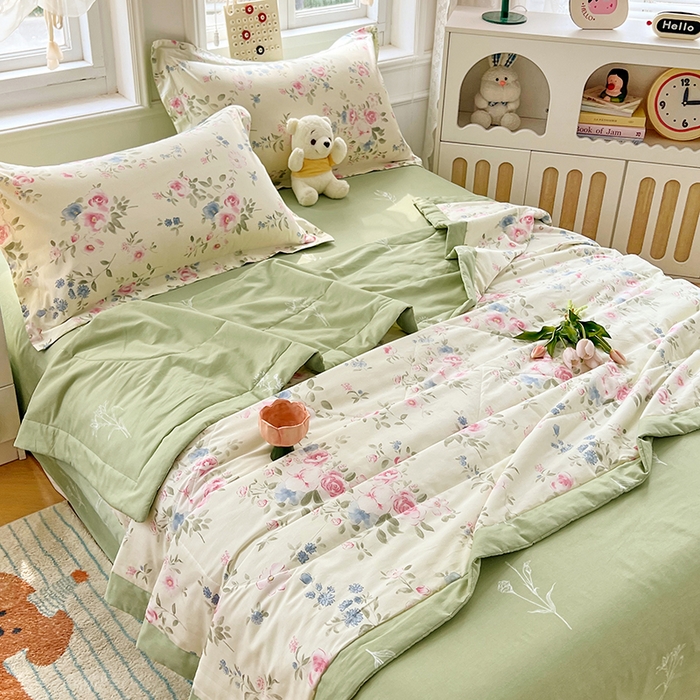 91家纺网 家纺一手货源 找家纺 VIP被业 2026新款新疆棉里外棉全棉空调被夏被夏凉被四件套 红昭愿