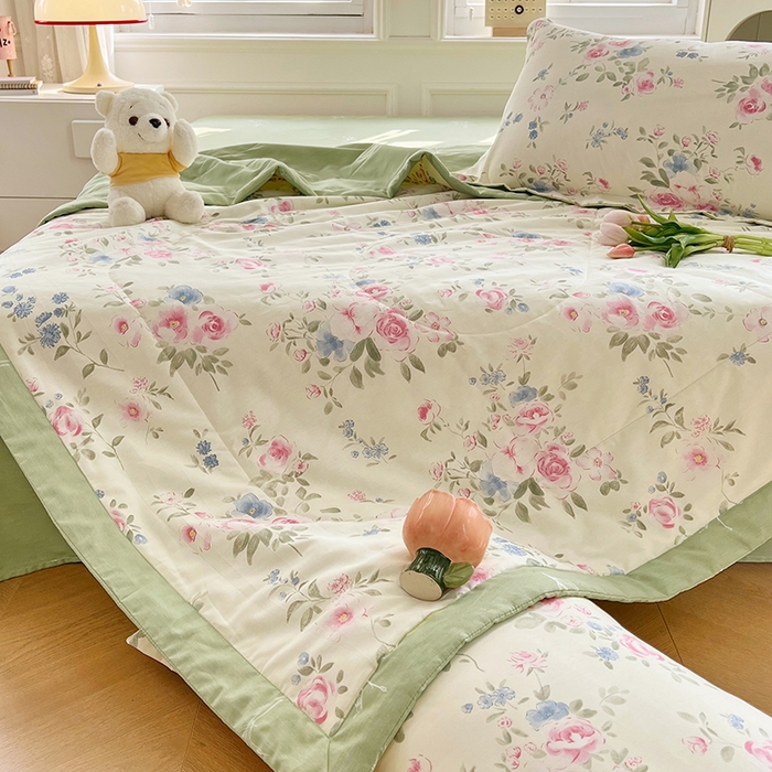 91家纺网 家纺一手货源 找家纺 VIP被业 2026新款新疆棉里外棉全棉空调被夏被夏凉被四件套 红昭愿