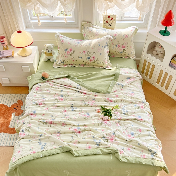 91家纺网 家纺一手货源 找家纺 VIP被业 2026新款新疆棉里外棉全棉空调被夏被夏凉被四件套 红昭愿