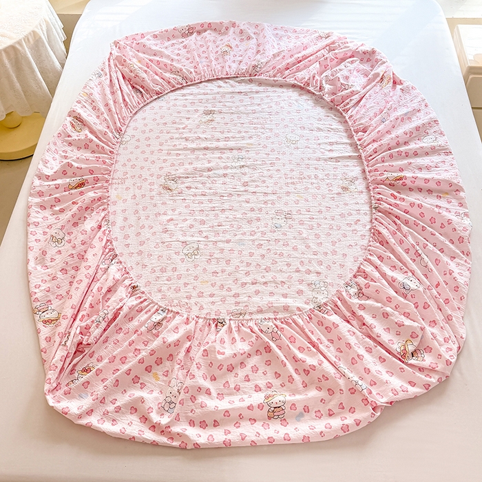 91家纺网 家纺一手货源 找家纺 九诺家纺 2026春夏新款丝柔棉小清新单床笠床罩保护套床笠单件床笠三件套 星星兔