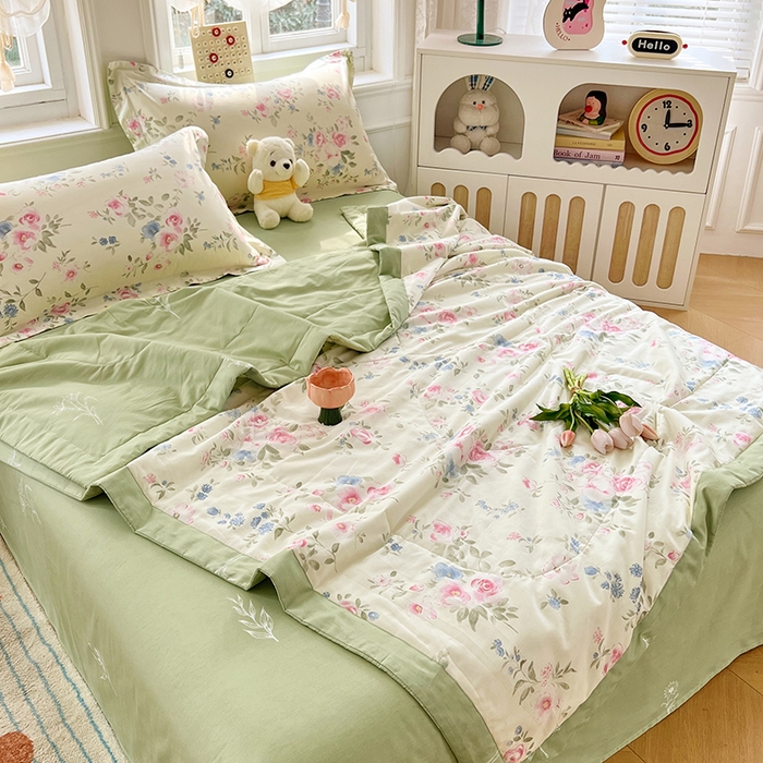 91家纺网 家纺一手货源 找家纺 VIP被业 2026新款新疆棉里外棉全棉空调被夏被夏凉被四件套 红昭愿