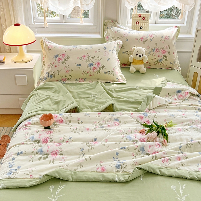 91家纺网 家纺一手货源 找家纺 VIP被业 2026新款新疆棉里外棉全棉空调被夏被夏凉被四件套 红昭愿