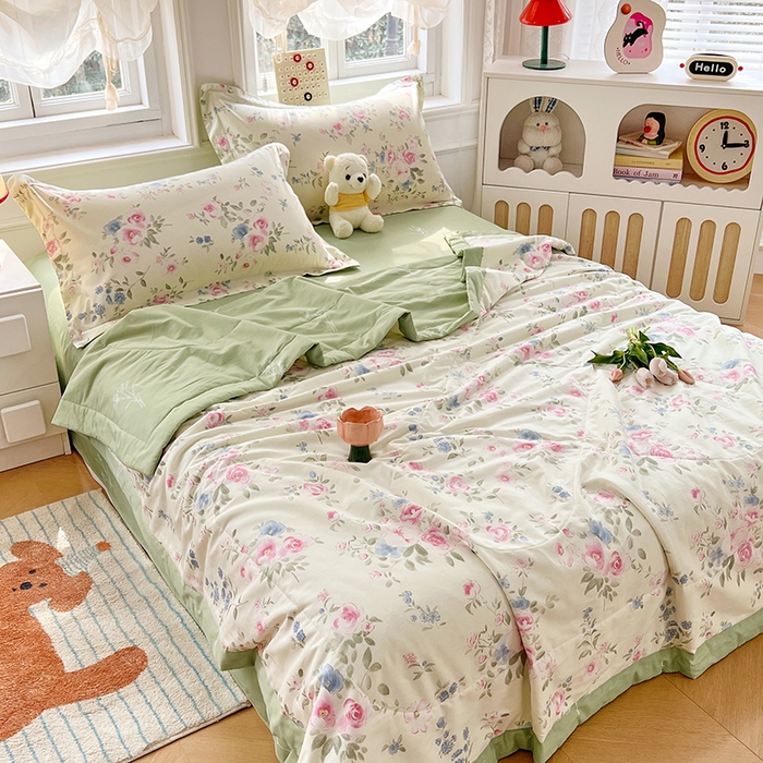 91家纺网 家纺一手货源 找家纺 VIP被业 2026新款新疆棉里外棉全棉空调被夏被夏凉被四件套 红昭愿