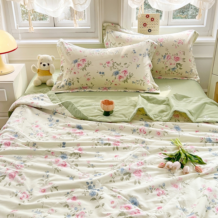 91家纺网 家纺一手货源 找家纺 VIP被业 2026新款新疆棉里外棉全棉空调被夏被夏凉被四件套 红昭愿