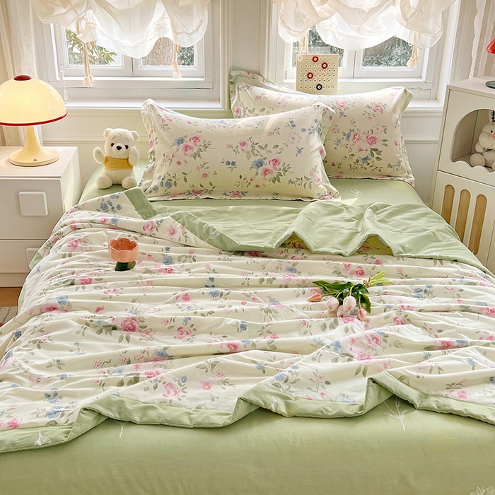 91家纺网 家纺一手货源 找家纺 VIP被业 2026新款新疆棉里外棉全棉空调被夏被夏凉被四件套 红昭愿