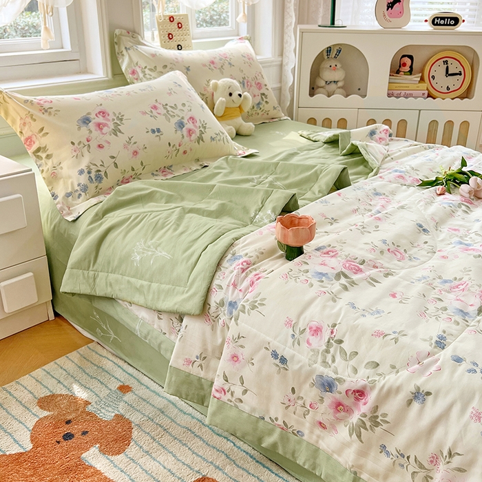 91家纺网 家纺一手货源 找家纺 VIP被业 2026新款新疆棉里外棉全棉空调被夏被夏凉被四件套 红昭愿