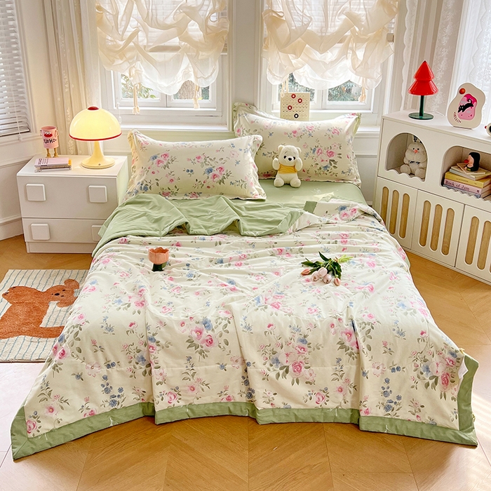 91家纺网 家纺一手货源 找家纺 VIP被业 2026新款新疆棉里外棉全棉空调被夏被夏凉被四件套 红昭愿