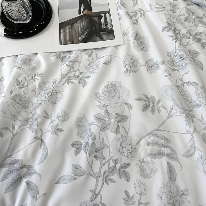 91家纺网 家纺一手货源 找家纺 薇玛仕 2026新款茶小纤60S长绒棉印花镂空款蚕丝夏凉被空调被 墨韵