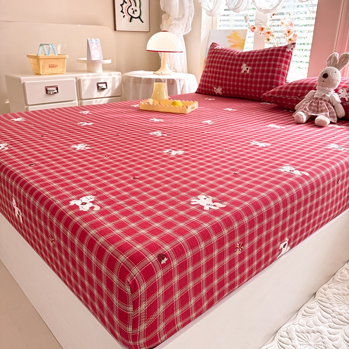 91家纺网 家纺一手货源 找家纺 九诺家纺 2026春夏新款丝柔棉小清新单床笠床罩保护套床笠单件床笠三件套 幸福飞马