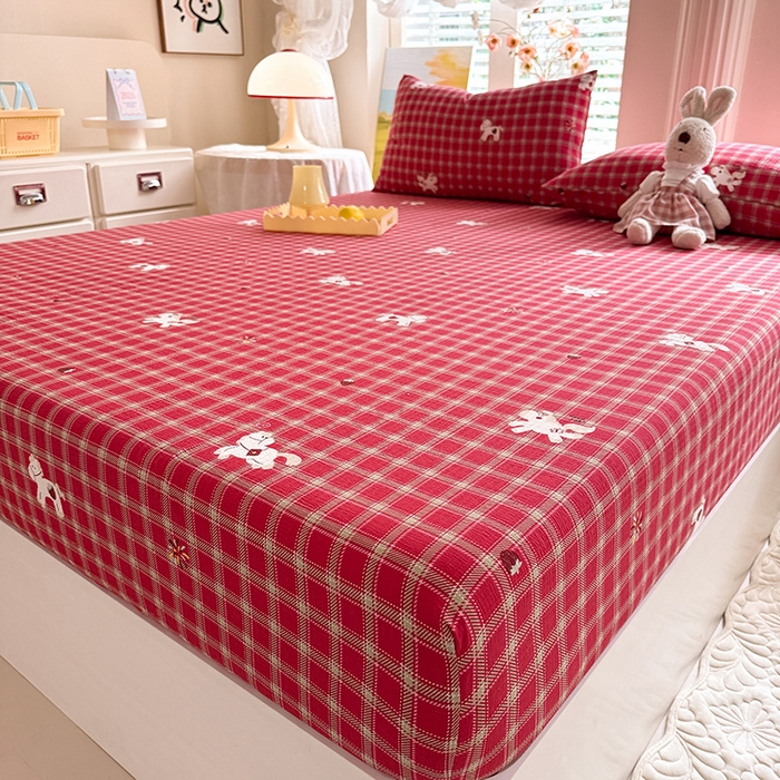 91家纺网 家纺一手货源 找家纺 九诺家纺 2026春夏新款丝柔棉小清新单床笠床罩保护套床笠单件床笠三件套 幸福飞马