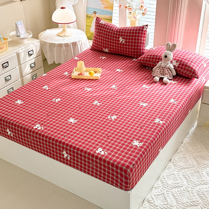 91家纺网 家纺一手货源 找家纺 九诺家纺 2026春夏新款丝柔棉小清新单床笠床罩保护套床笠单件床笠三件套 幸福飞马