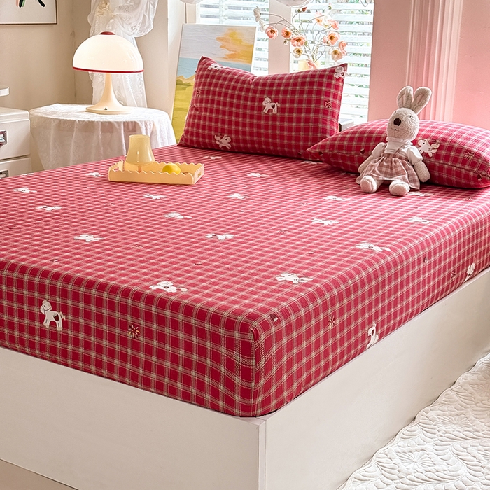 91家纺网 家纺一手货源 找家纺 九诺家纺 2026春夏新款丝柔棉小清新单床笠床罩保护套床笠单件床笠三件套 幸福飞马