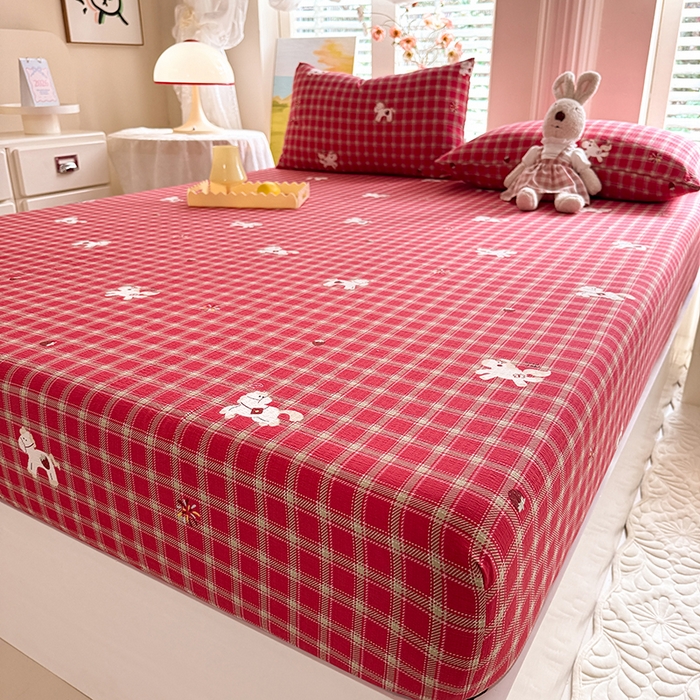 91家纺网 家纺一手货源 找家纺 九诺家纺 2026春夏新款丝柔棉小清新单床笠床罩保护套床笠单件床笠三件套 幸福飞马