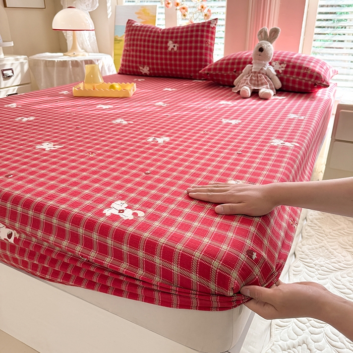 91家纺网 家纺一手货源 找家纺 九诺家纺 2026春夏新款丝柔棉小清新单床笠床罩保护套床笠单件床笠三件套 幸福飞马