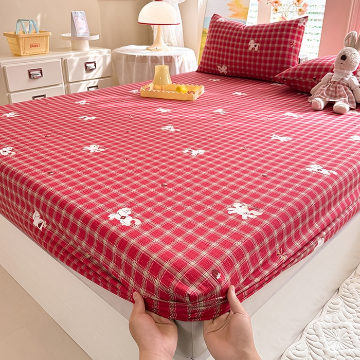 91家纺网 家纺一手货源 找家纺 九诺家纺 2026春夏新款丝柔棉小清新单床笠床罩保护套床笠单件床笠三件套 幸福飞马