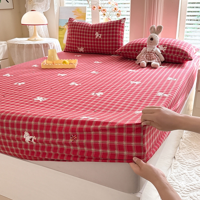 九诺家纺 2026春夏新款丝柔棉小清新单床笠床罩保护套床笠单件床笠三件套 幸福飞马