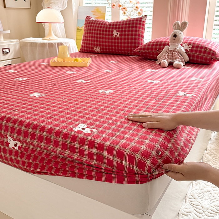 91家纺网 家纺一手货源 找家纺 九诺家纺 2026春夏新款丝柔棉小清新单床笠床罩保护套床笠单件床笠三件套 幸福飞马