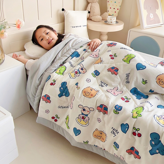 91家纺网 家纺一手货源 找家纺 （总）吉咪兔家纺 2024年新款水洗棉儿童夏凉被婴儿空调被宝宝幼儿园专用大豆芯夏季薄款小被子