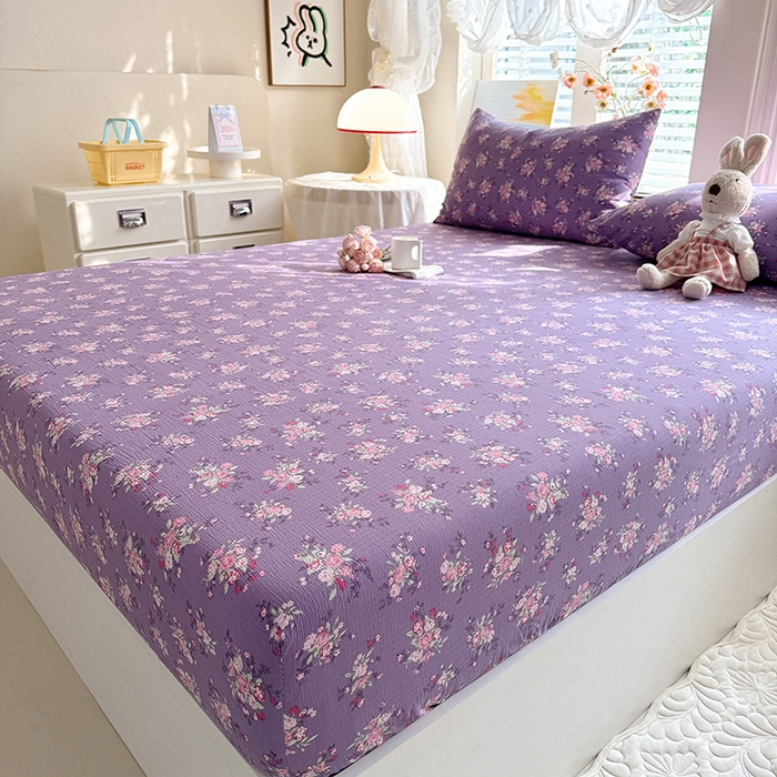 91家纺网 家纺一手货源 找家纺 九诺家纺 2026春夏新款丝柔棉小清新单床笠床罩保护套床笠单件床笠三件套 一见倾心