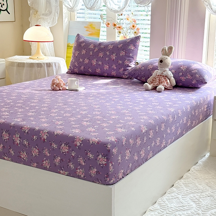 91家纺网 家纺一手货源 找家纺 九诺家纺 2026春夏新款丝柔棉小清新单床笠床罩保护套床笠单件床笠三件套 一见倾心