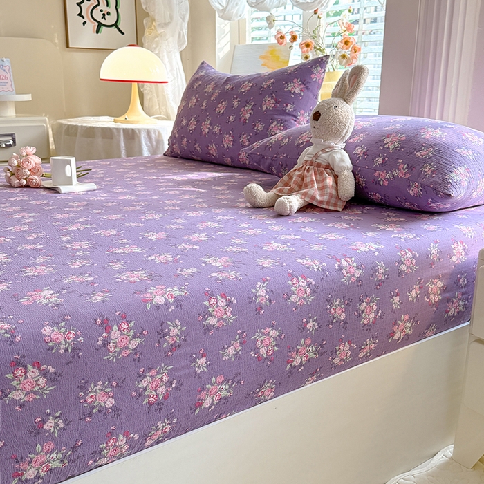 91家纺网 家纺一手货源 找家纺 九诺家纺 2026春夏新款丝柔棉小清新单床笠床罩保护套床笠单件床笠三件套 一见倾心