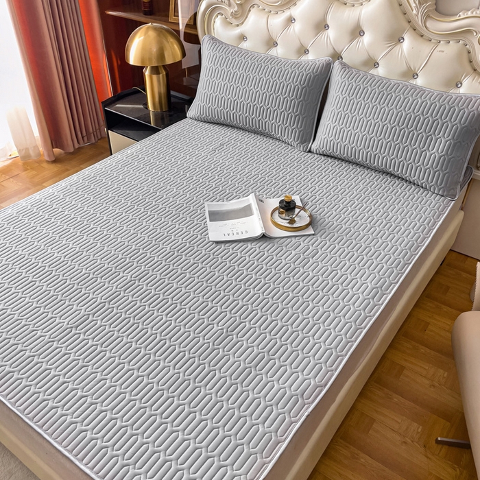 91家纺网 家纺一手货源 找家纺 优雅星家纺 2026新款凉感丝乳胶凉席纯色系列 高级灰