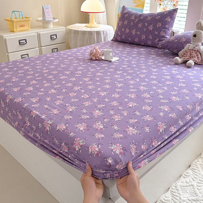 91家纺网 家纺一手货源 找家纺 九诺家纺 2026春夏新款丝柔棉小清新单床笠床罩保护套床笠单件床笠三件套 一见倾心