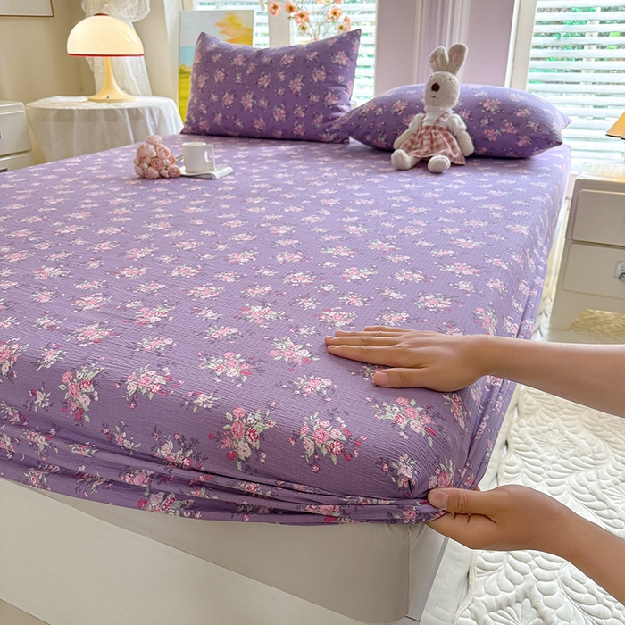 91家纺网 家纺一手货源 找家纺 九诺家纺 2026春夏新款丝柔棉小清新单床笠床罩保护套床笠单件床笠三件套 一见倾心