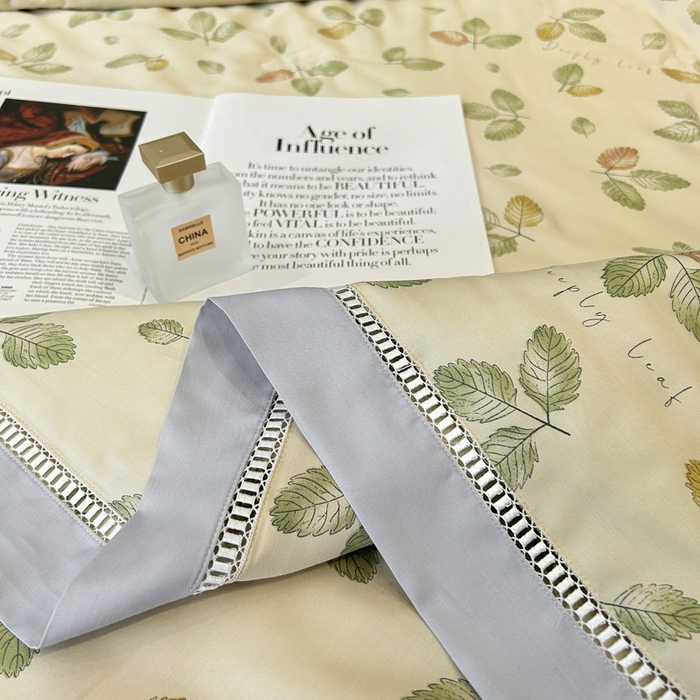 91家纺网 家纺一手货源 找家纺 薇玛仕 2026新款茶小纤60S长绒棉印花镂空款蚕丝夏凉被空调被 轻奢小叶-咖