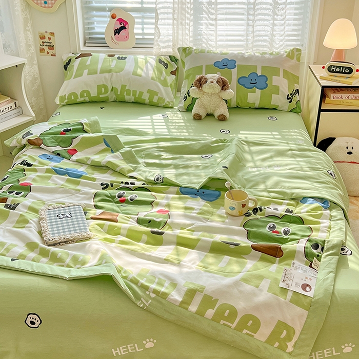 91家纺网 家纺一手货源 找家纺 VIP被业 2026新款新疆棉里外棉全棉空调被夏被夏凉被四件套 欢乐族