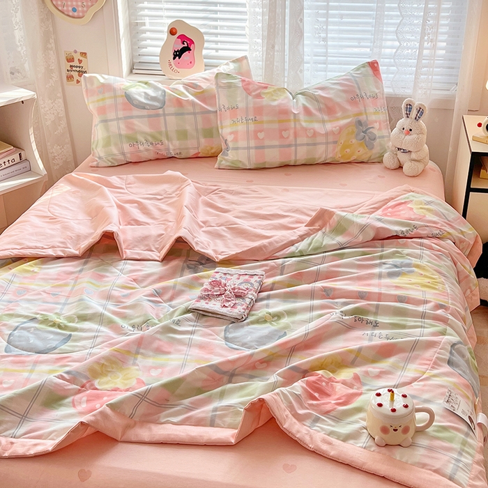 91家纺网 家纺一手货源 找家纺 VIP被业 2026新款新疆棉里外棉全棉空调被夏被夏凉被四件套 简单爱