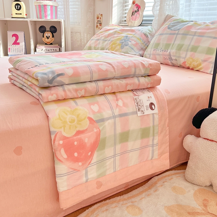 91家纺网 家纺一手货源 找家纺 VIP被业 2026新款新疆棉里外棉全棉空调被夏被夏凉被四件套 简单爱