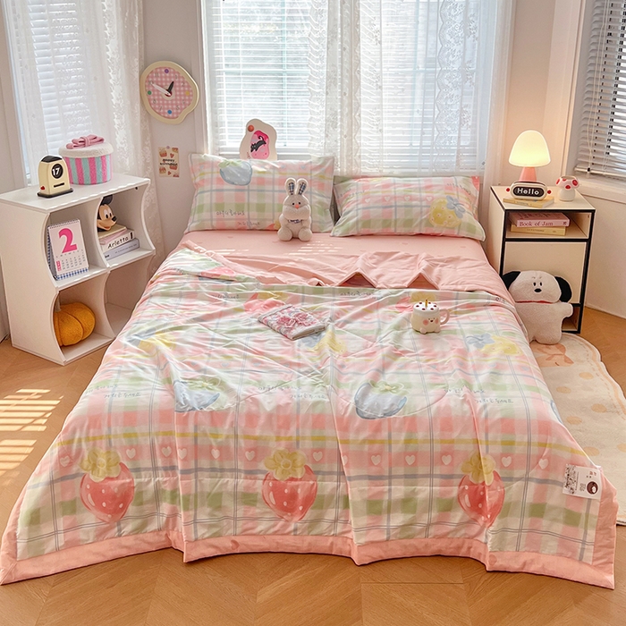 91家纺网 家纺一手货源 找家纺 VIP被业 2026新款新疆棉里外棉全棉空调被夏被夏凉被四件套 简单爱