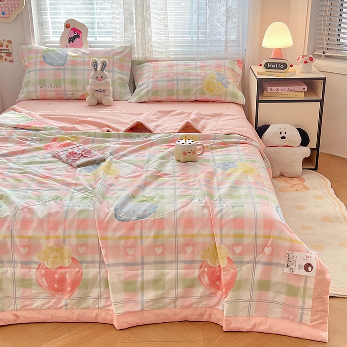 91家纺网 家纺一手货源 找家纺 VIP被业 2026新款新疆棉里外棉全棉空调被夏被夏凉被四件套 简单爱