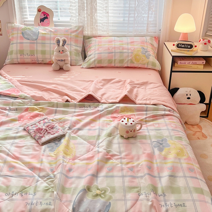 91家纺网 家纺一手货源 找家纺 VIP被业 2026新款新疆棉里外棉全棉空调被夏被夏凉被四件套 简单爱