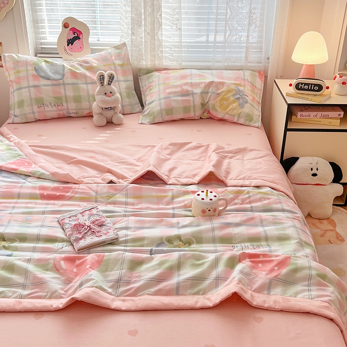 91家纺网 家纺一手货源 找家纺 VIP被业 2026新款新疆棉里外棉全棉空调被夏被夏凉被四件套 简单爱