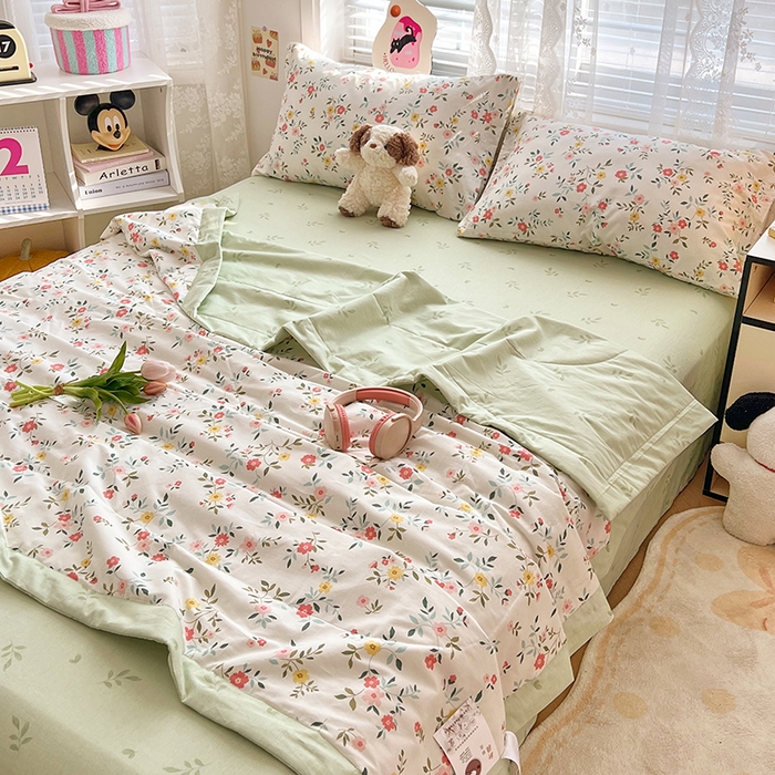 91家纺网 家纺一手货源 找家纺 VIP被业 2026新款新疆棉里外棉全棉空调被夏被夏凉被四件套 惊鸿醉