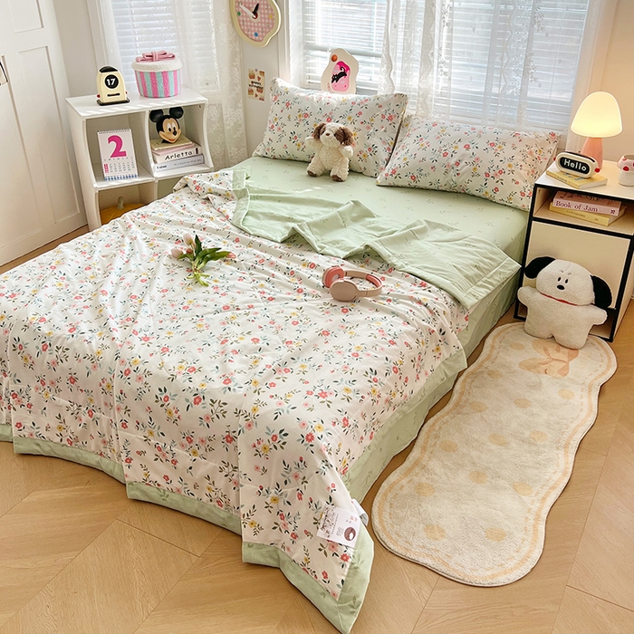 91家纺网 家纺一手货源 找家纺 VIP被业 2026新款新疆棉里外棉全棉空调被夏被夏凉被四件套 惊鸿醉