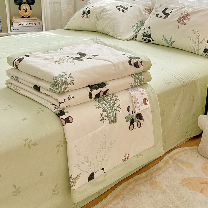 91家纺网 家纺一手货源 找家纺 VIP被业 2026新款新疆棉里外棉全棉空调被夏被夏凉被四件套 萌萌熊