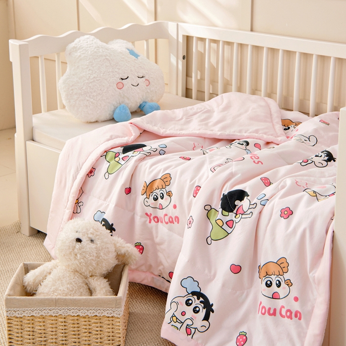 91家纺网 家纺一手货源 找家纺 吉咪兔家纺 2024年新款水洗棉儿童夏凉被婴儿空调被宝宝幼儿园专用大豆芯夏季薄款小被子 开心乐园