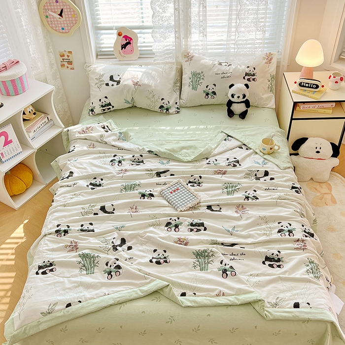 91家纺网 家纺一手货源 找家纺 VIP被业 2026新款新疆棉里外棉全棉空调被夏被夏凉被四件套 萌萌熊