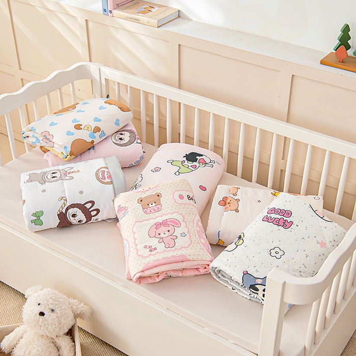 91家纺网 家纺一手货源 找家纺 吉咪兔家纺 2024年新款水洗棉儿童夏凉被婴儿空调被宝宝幼儿园专用大豆芯夏季薄款小被子 组合图