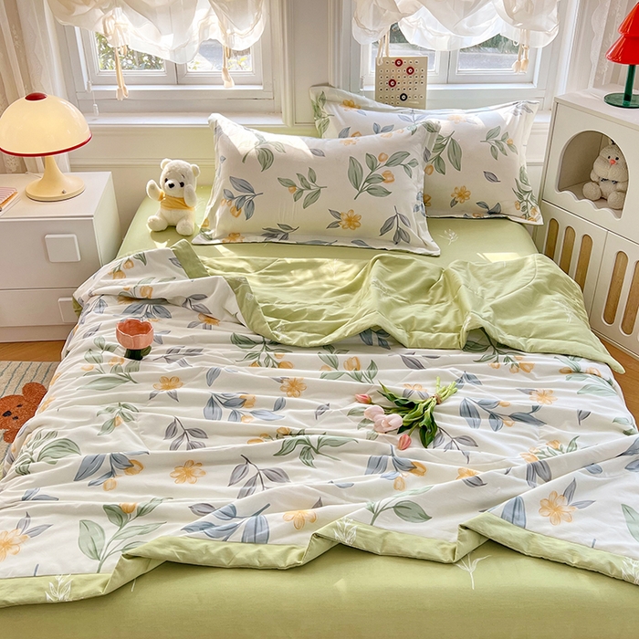 91家纺网 家纺一手货源 找家纺 VIP被业 2026新款新疆棉里外棉全棉空调被夏被夏凉被四件套 若初见