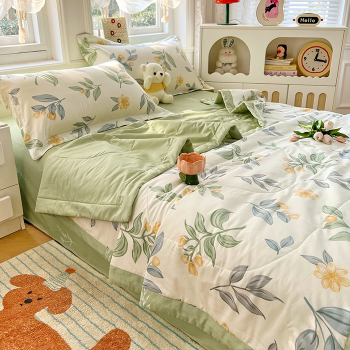 91家纺网 家纺一手货源 找家纺 VIP被业 2026新款新疆棉里外棉全棉空调被夏被夏凉被四件套 若初见