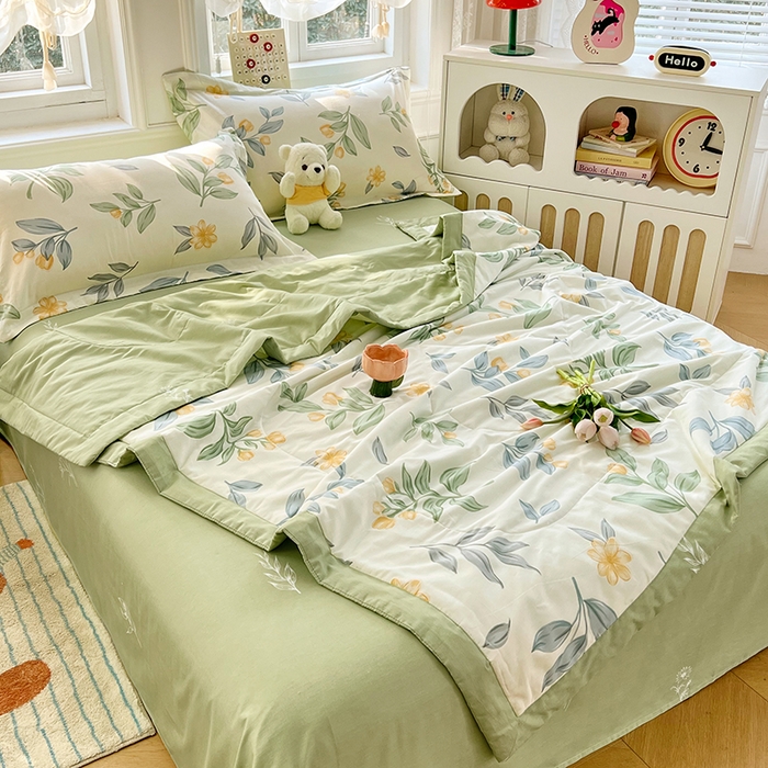 91家纺网 家纺一手货源 找家纺 VIP被业 2026新款新疆棉里外棉全棉空调被夏被夏凉被四件套 若初见