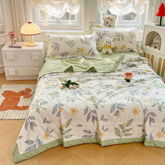 91家纺网 家纺一手货源 找家纺 VIP被业 2026新款新疆棉里外棉全棉空调被夏被夏凉被四件套 若初见