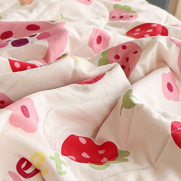 91家纺网 家纺一手货源 找家纺 吉咪兔家纺 2024年新款水洗棉儿童夏凉被婴儿空调被宝宝幼儿园专用大豆芯夏季薄款小被子 粉色小熊